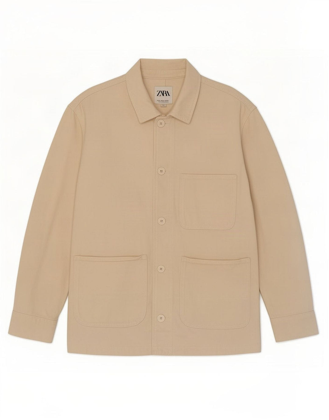 Zara Mujer Chaqueta Utilitaria UK 40 Mediana Off White Algodón