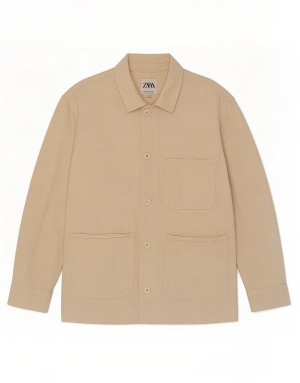 Zara Mujer Chaqueta Utilitaria UK 40 Mediana Off White Algodón