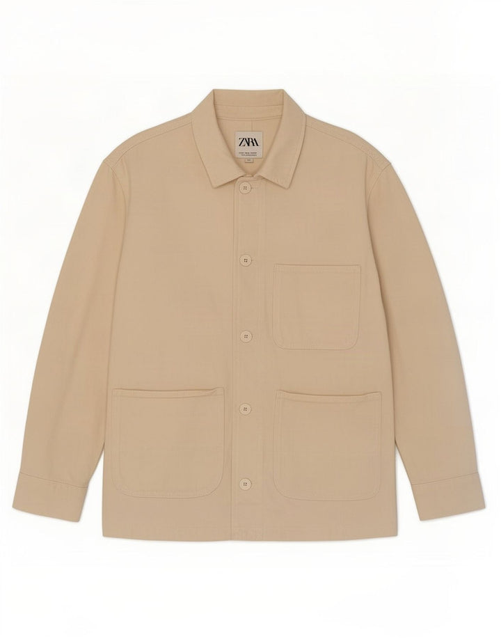 Zara Mujer Chaqueta Utilitaria UK 40 Mediana Off White Algodón