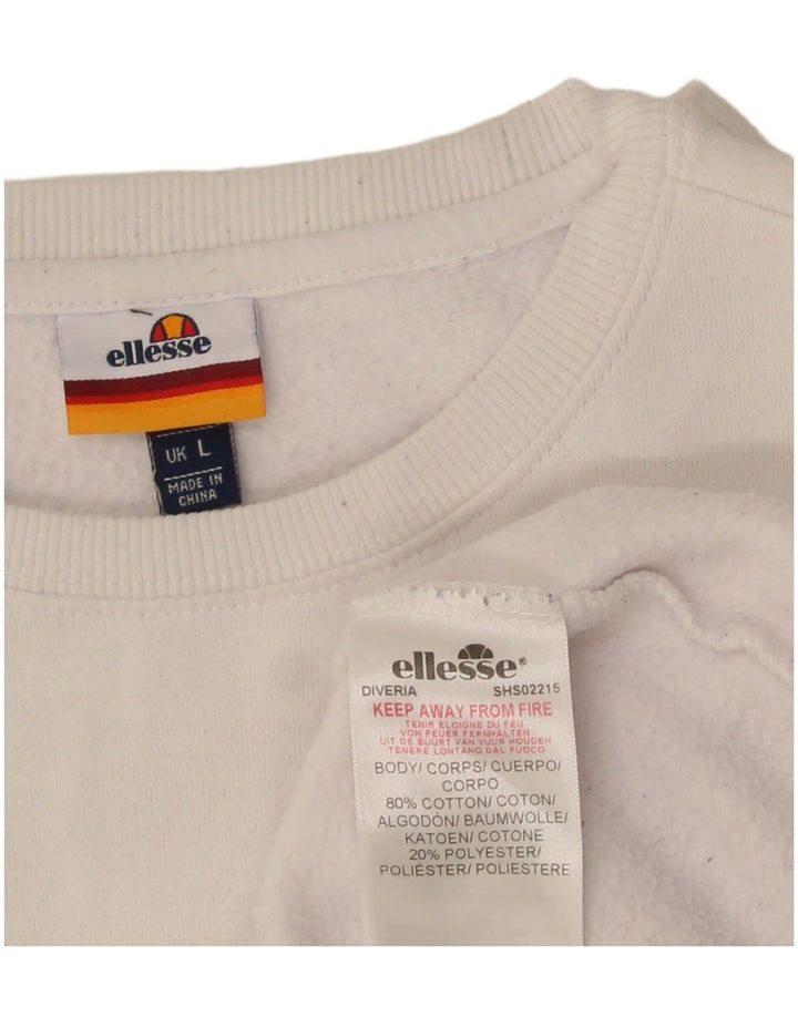Ellesse Hombre Sudadera Jumper Large Blanco Algodón