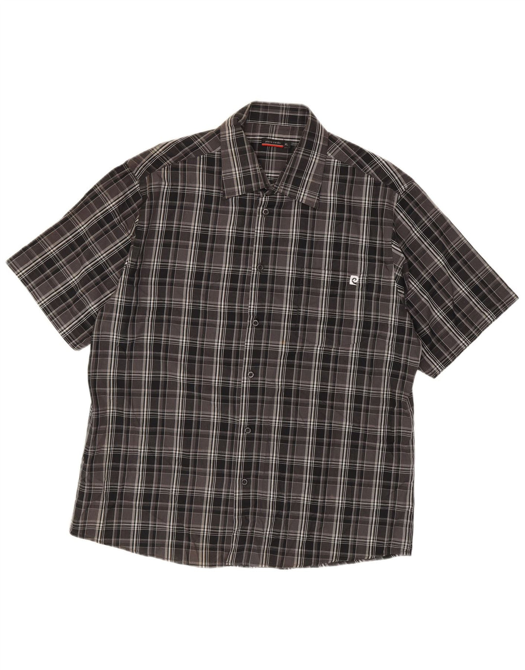 Pierre Cardin Camisa Manga Corta Hombre XL Poliéster Cuadros Negros