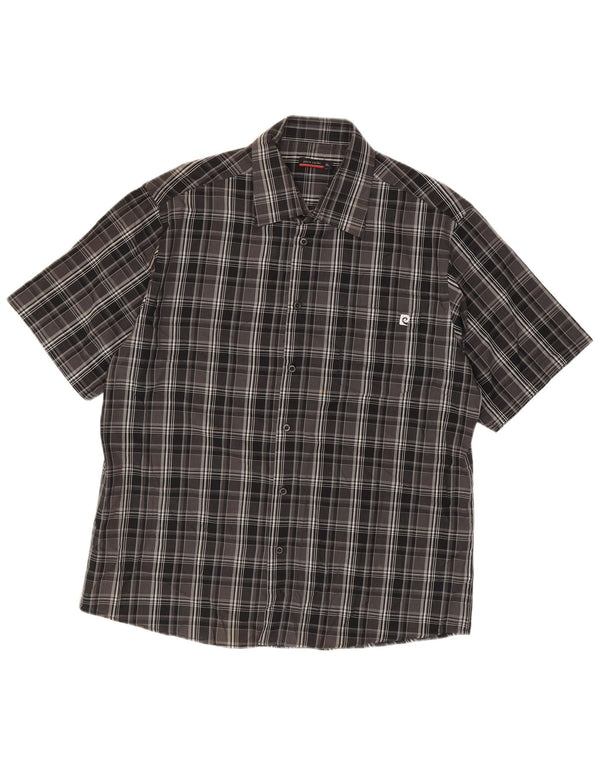 Pierre Cardin Camisa Manga Corta Hombre XL Poliéster Cuadros Negros