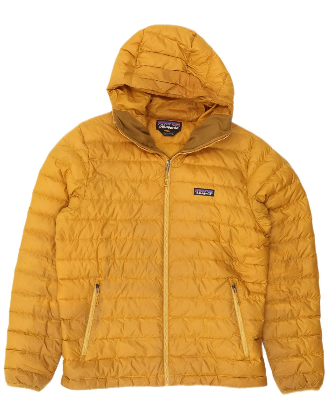 Patagonia Chaqueta acolchada con capucha para hombre UK 38 Poliéster amarillo medio