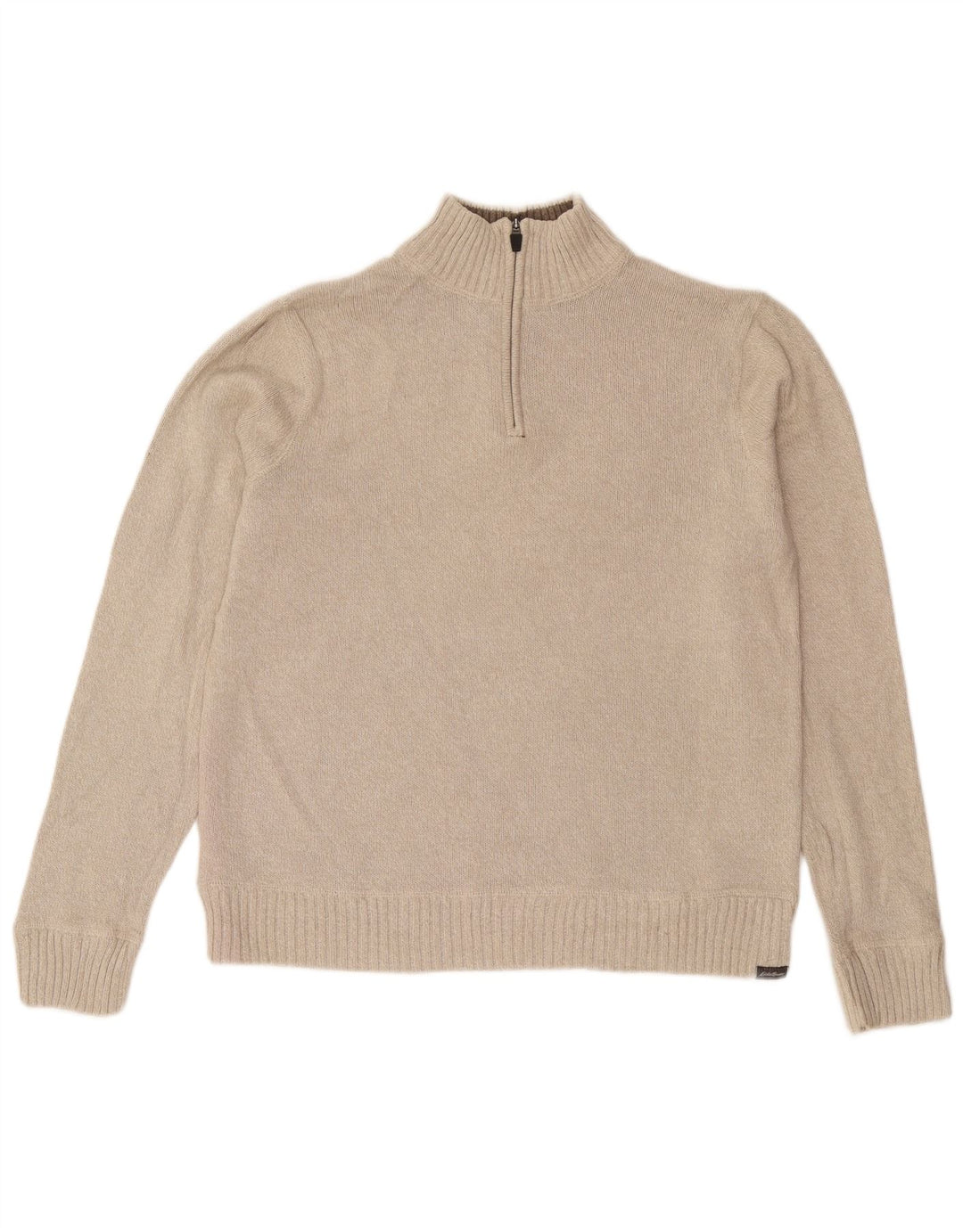 Eddie Bauer - Jersey con cuello y cremallera para hombre, talla grande, algodón beige
