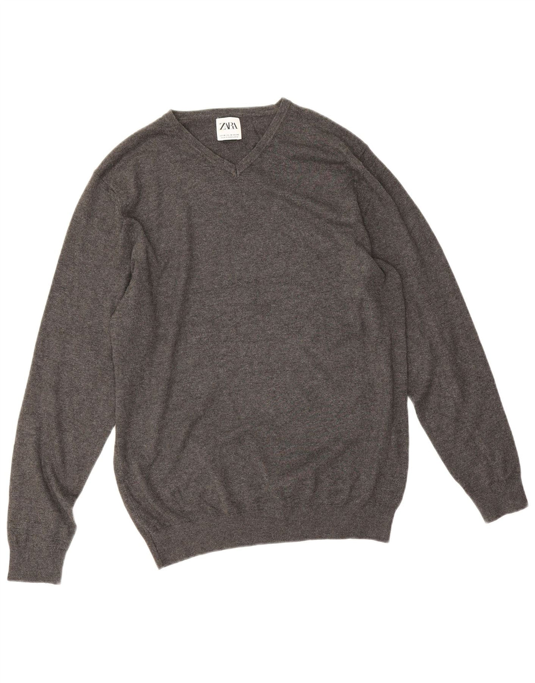 Zara Hombre Jersey Cuello Pico Viscosa Gris Medio