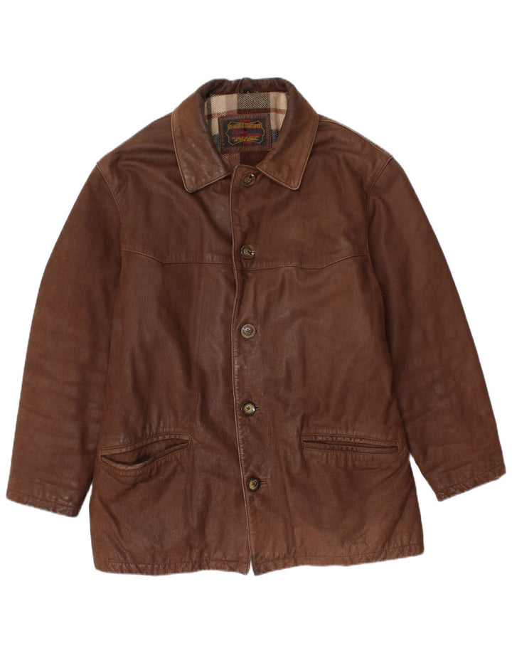 POINTERS Chaqueta de cuero para hombre UK 40 Cuero marrón grande