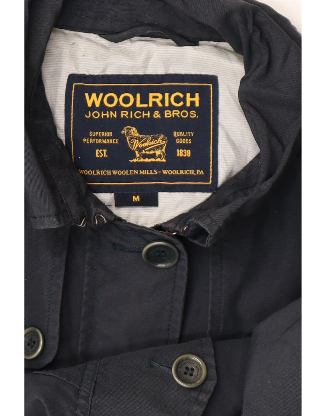 WOOLRICH Gabardina para mujer Reino Unido 44 Mediano Negro