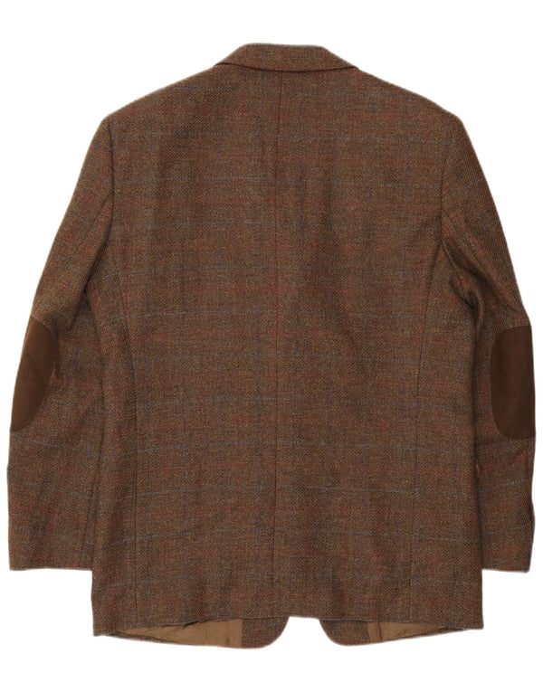 Gilberto Chaqueta tipo blazer de 3 botones para hombre UK 40 Large Brown Check Lana virgen