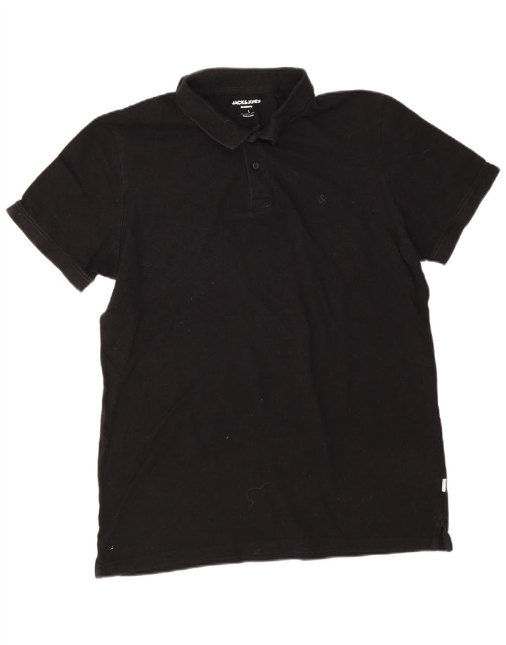 Polo Jack & Jones para hombre de algodón negro grande