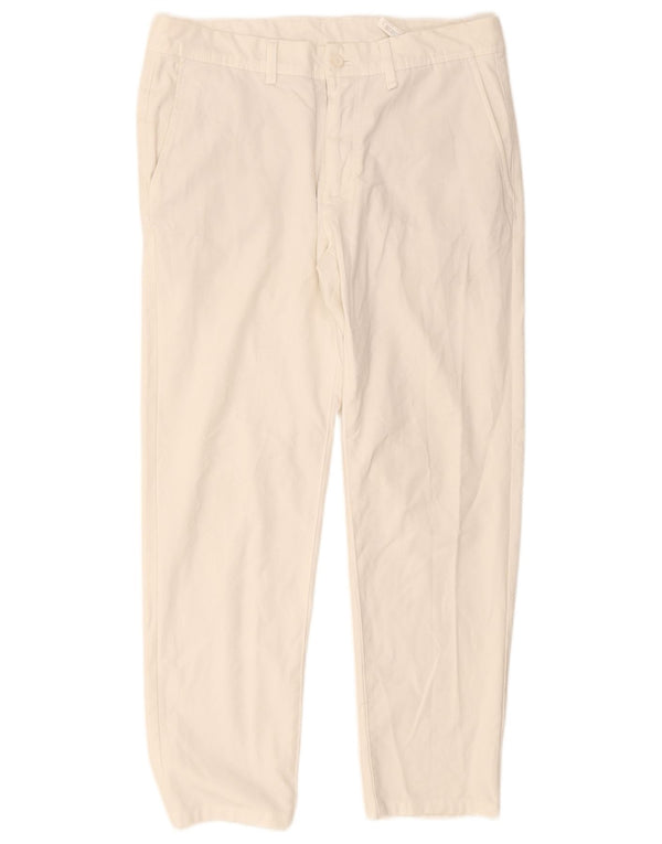 Zara Pantalón chino recto para hombre EU 42 Large W32 L28 Poliéster blanco