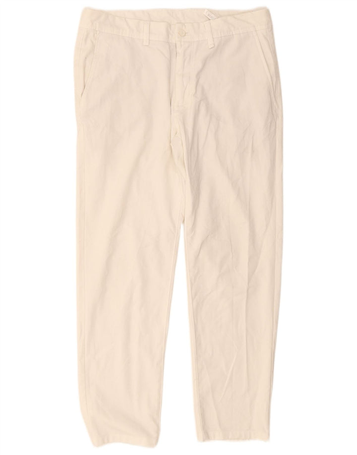 Zara Pantalón chino recto para hombre EU 42 Large W32 L28 Poliéster blanco