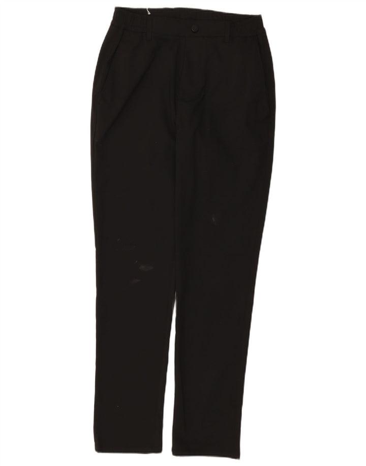 Zara Mens Slim Chino Pantalones Pequeño W30 L29 Poliéster Negro