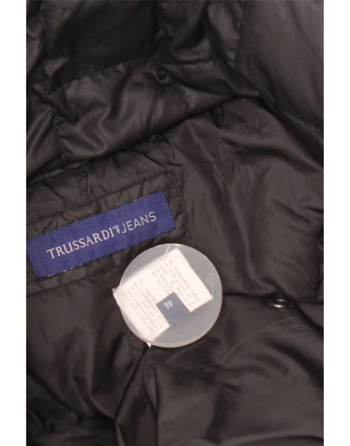 Trussardi Jeans Abrigo acolchado para mujer IT 46 Large Negro