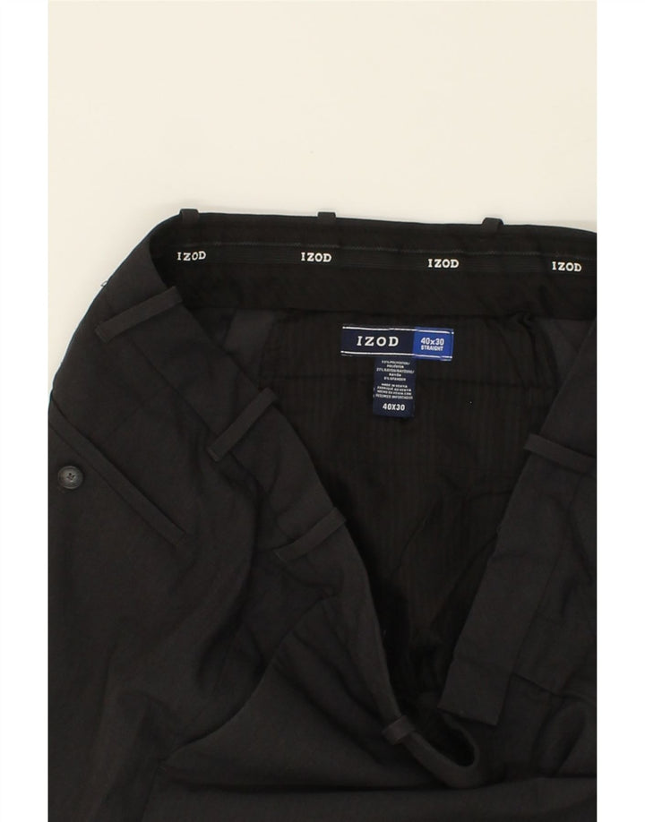 IZOD Mens Straight Suit Trousers W40 L30 Black Polyester Vintage Izod and Second-Hand Izod from Messina Hembry 