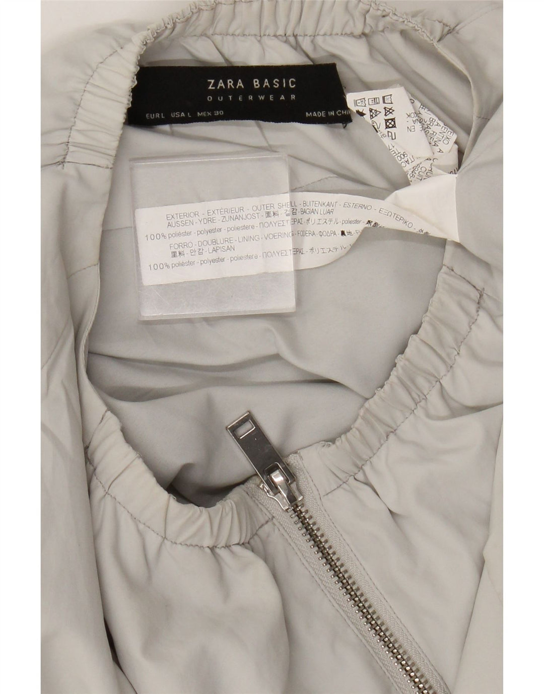Zara Chaqueta Bomber para Mujer UK 46 Grande Poliéster Gris