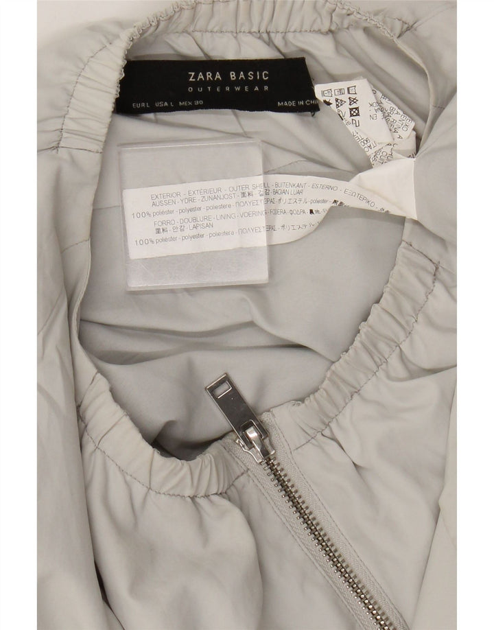 Zara Chaqueta Bomber para Mujer UK 46 Grande Poliéster Gris