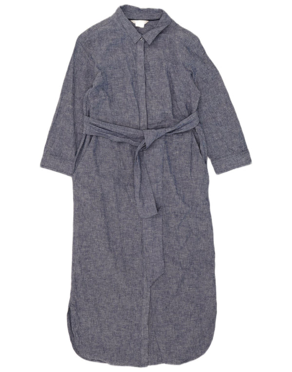 Boden Vestido camisero extragrande de manga 3/4 para mujer UK 40 Small Lino azul marino