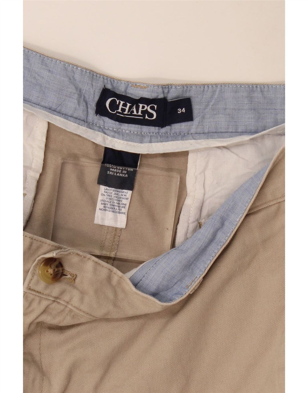 CHAPS Pantalones cortos chinos para hombre W34 Algodón beige grande