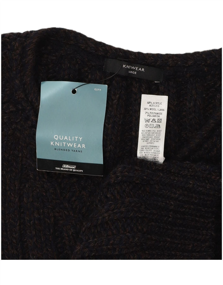 ST. BERNARD Mens V-Neck Jumper Sweater Large Grey Colourblock Acrylic