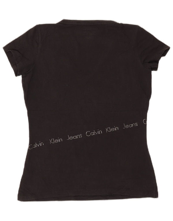 CALVIN KLEIN JEANS Camiseta gráfica para mujer Top UK 12 Medium Black