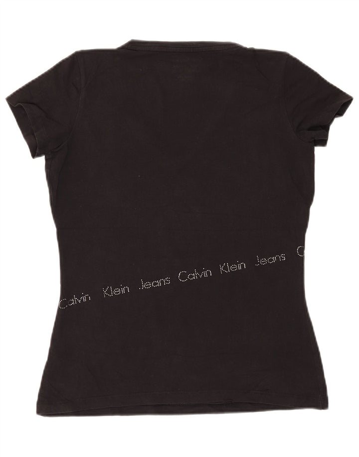 CALVIN KLEIN JEANS Camiseta gráfica para mujer Top UK 12 Medium Black