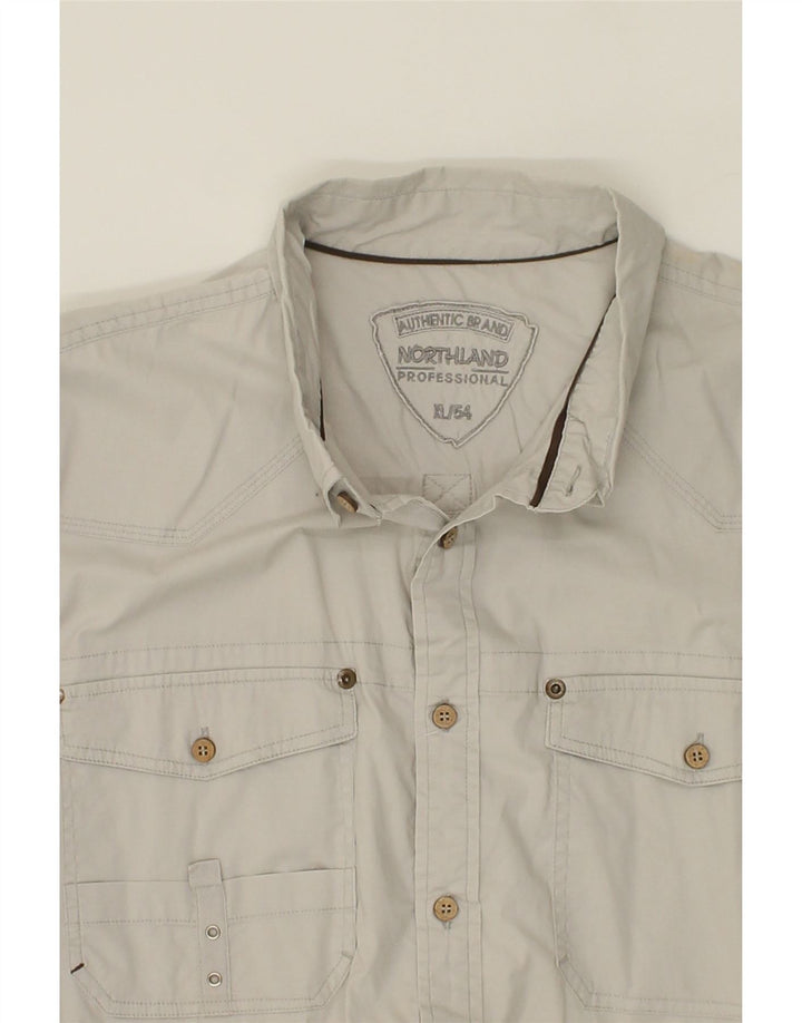 NORTHLAND Mens Graphic Shirt XL Grey Cotton Vintage Northland and Second-Hand Northland from Messina Hembry 