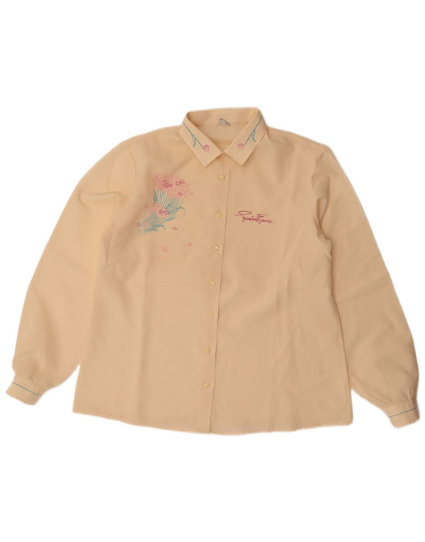 Primavera Firenze Blusa camisera extragrande para mujer UK 46 Large Beige Floral