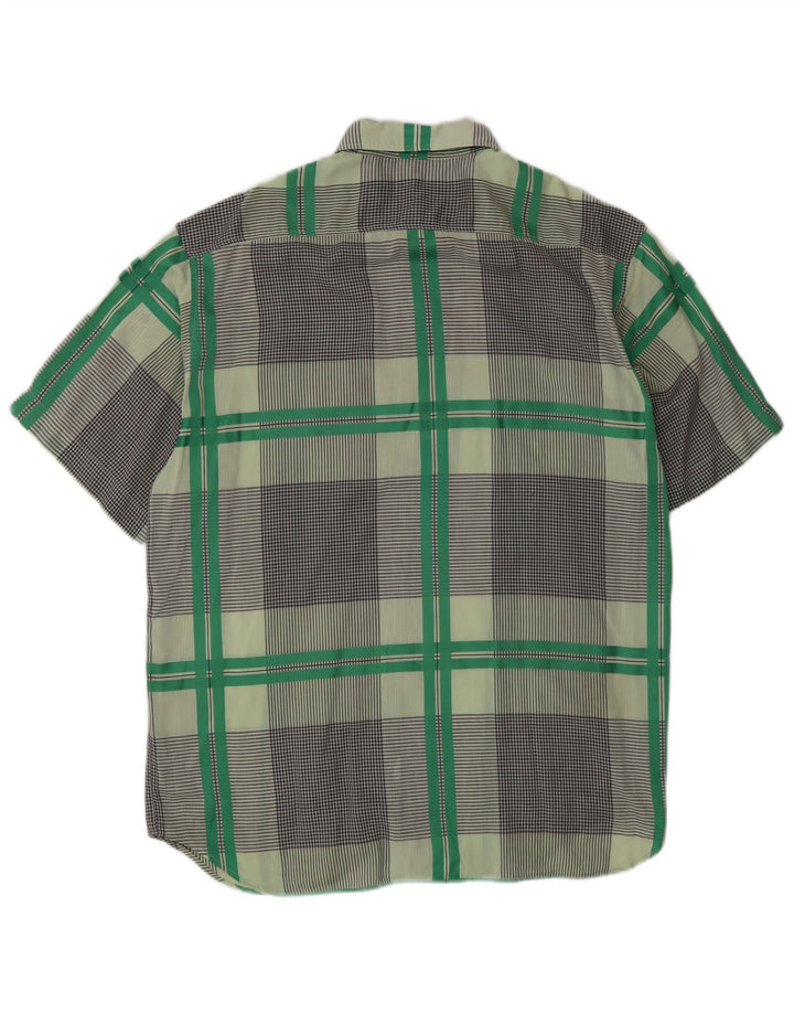 Camisa Pierre Cardin Hombre Manga Corta Cuadros Verde Medio