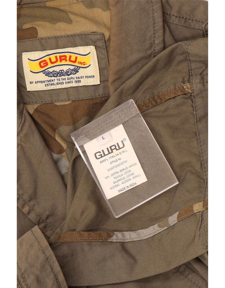 Guru Chaqueta militar gráfica para hombre Reino Unido 40 Grande Algodón marrón