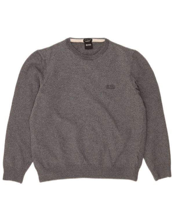 Hugo Boss - Jersey de cuello redondo para mujer, talla 40, XL, lana virgen gris