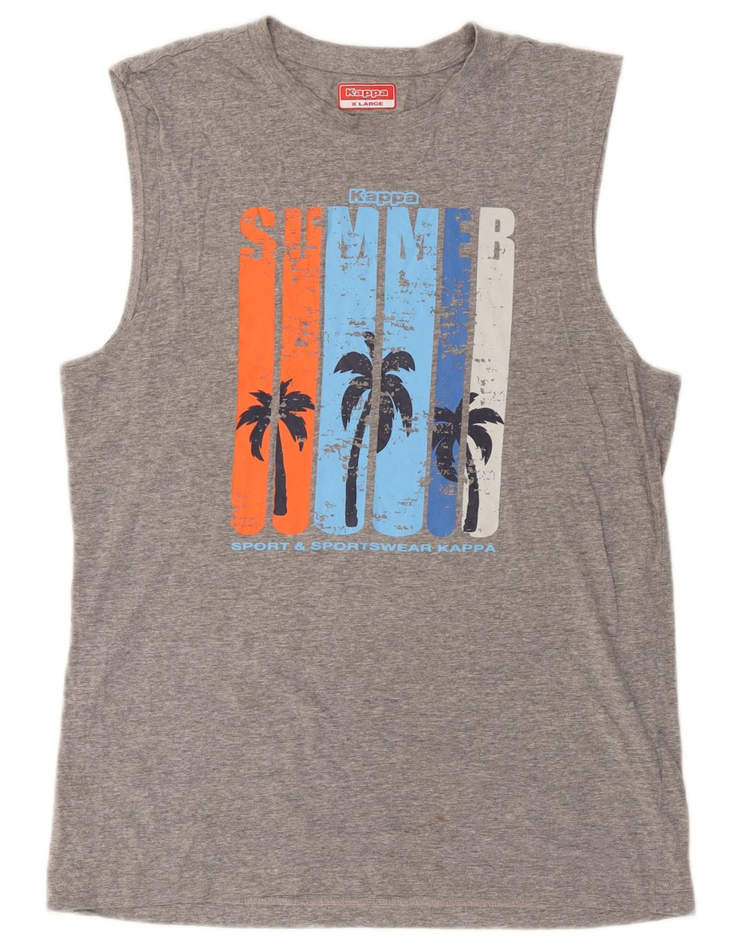 Kappa Hombre Gráfico Chaleco Top XL Algodón Gris