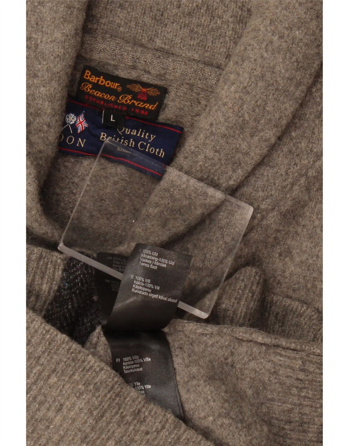 BARBOUR Suéter tipo cárdigan para niños 11-12 años Grande Gris Lana color block