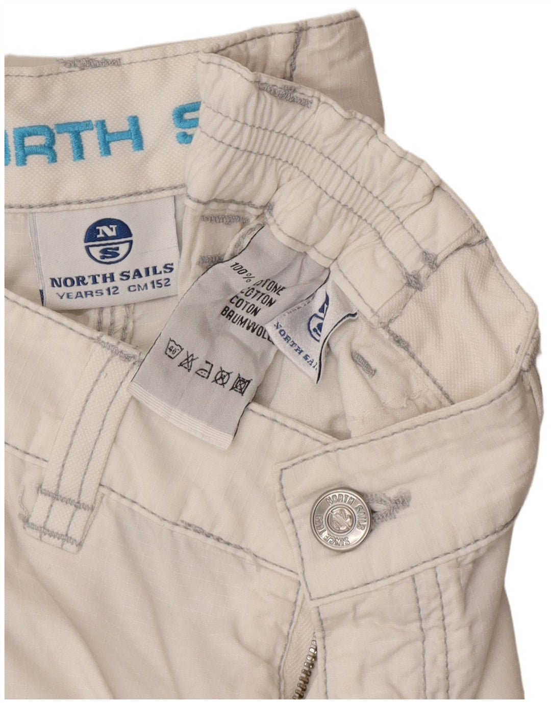 North Sails Pantalones cortos tipo cargo para niños 11-12 años W26 Algodón blanco