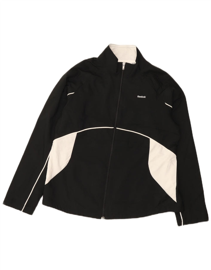 Reebok Chaqueta de chándal para mujer UK 46 Grande Negro Colorblock Poliéster