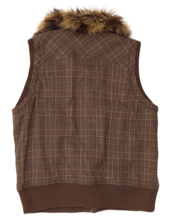 Chaleco de mujer Fat Face UK 42 Marrón medio Poliéster de pata de gallo