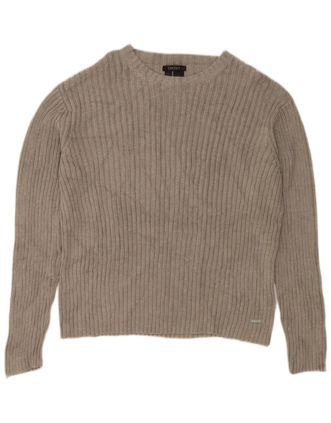 DKNY Suéter tipo jersey para mujer con cuello barco Reino Unido 46 Algodón gris grande