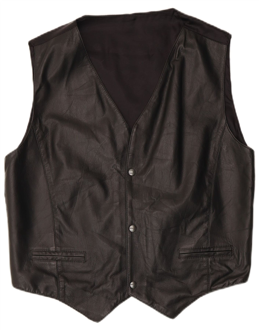 Chaleco de cuero vintage para hombre IT 50 cuero negro grande