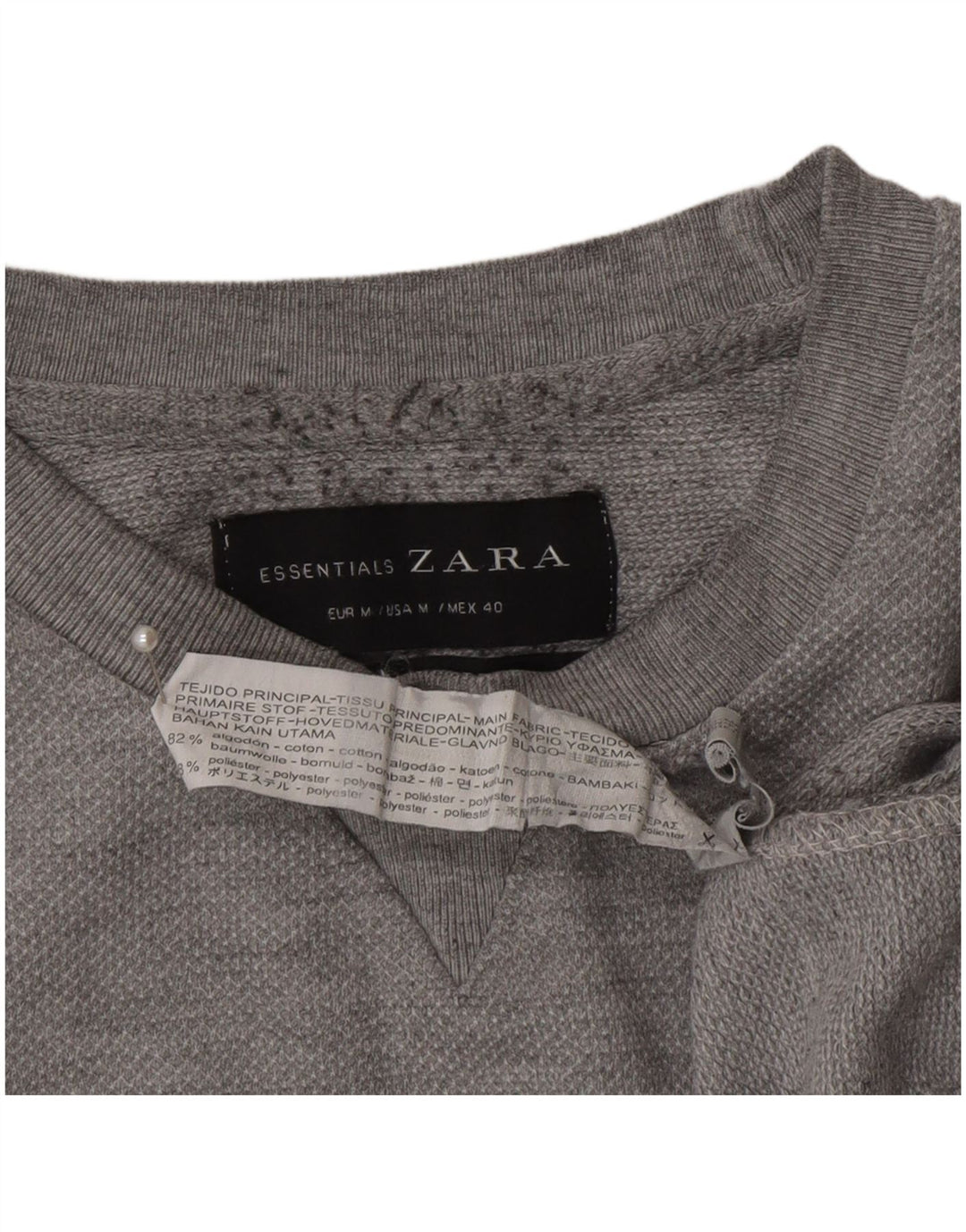 Zara Hombre Sudadera Jumper Algodón Gris Medio