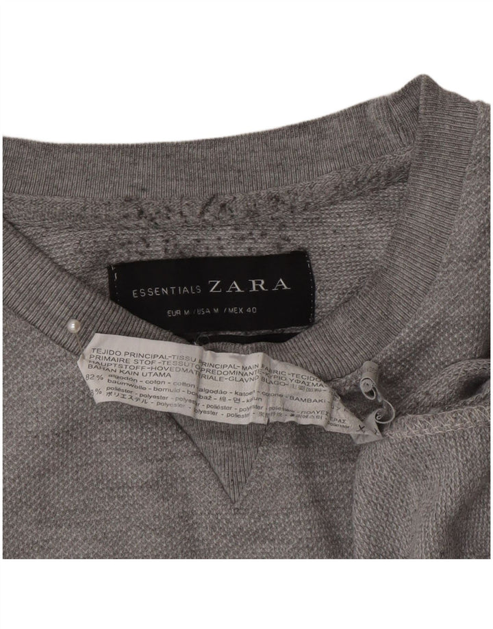 Zara Hombre Sudadera Jumper Algodón Gris Medio