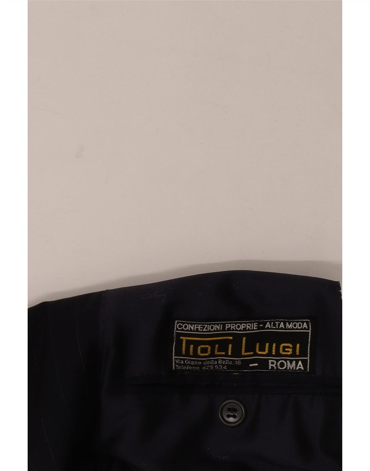 Vintage hombres 2 botones Blazer chaqueta Reino Unido 40 grande azul marino a rayas