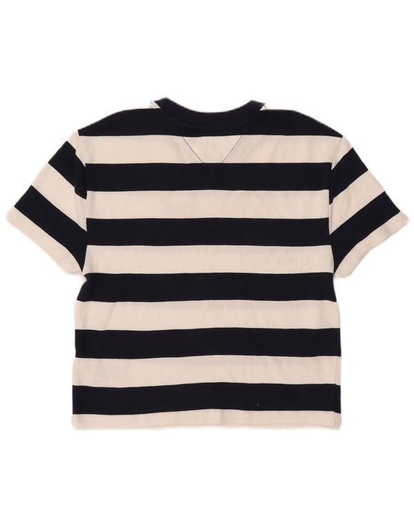 Tommy Hilfiger Camiseta gráfica para mujer Top UK 4 XS Algodón a rayas azul marino