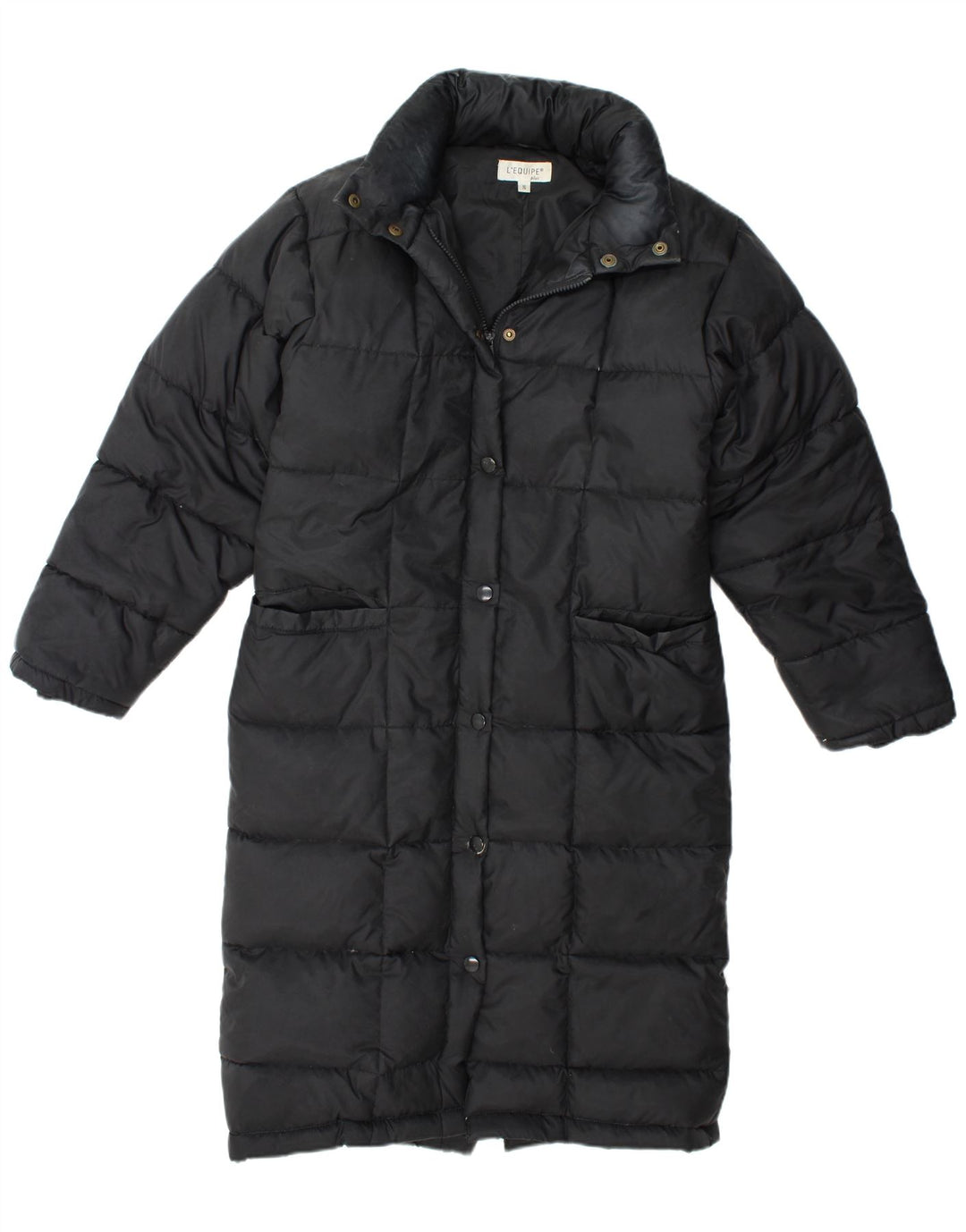 L'EQUIPE Abrigo acolchado con capucha para mujer UK 10 Small Black