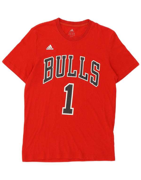Adidas Mens Bulls Graphic Camiseta Top Medio Rojo Poliéster