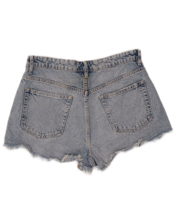 Zara Pantalones cortos de mezclilla de cintura alta para mujer EU 38 Small W28 Algodón azul