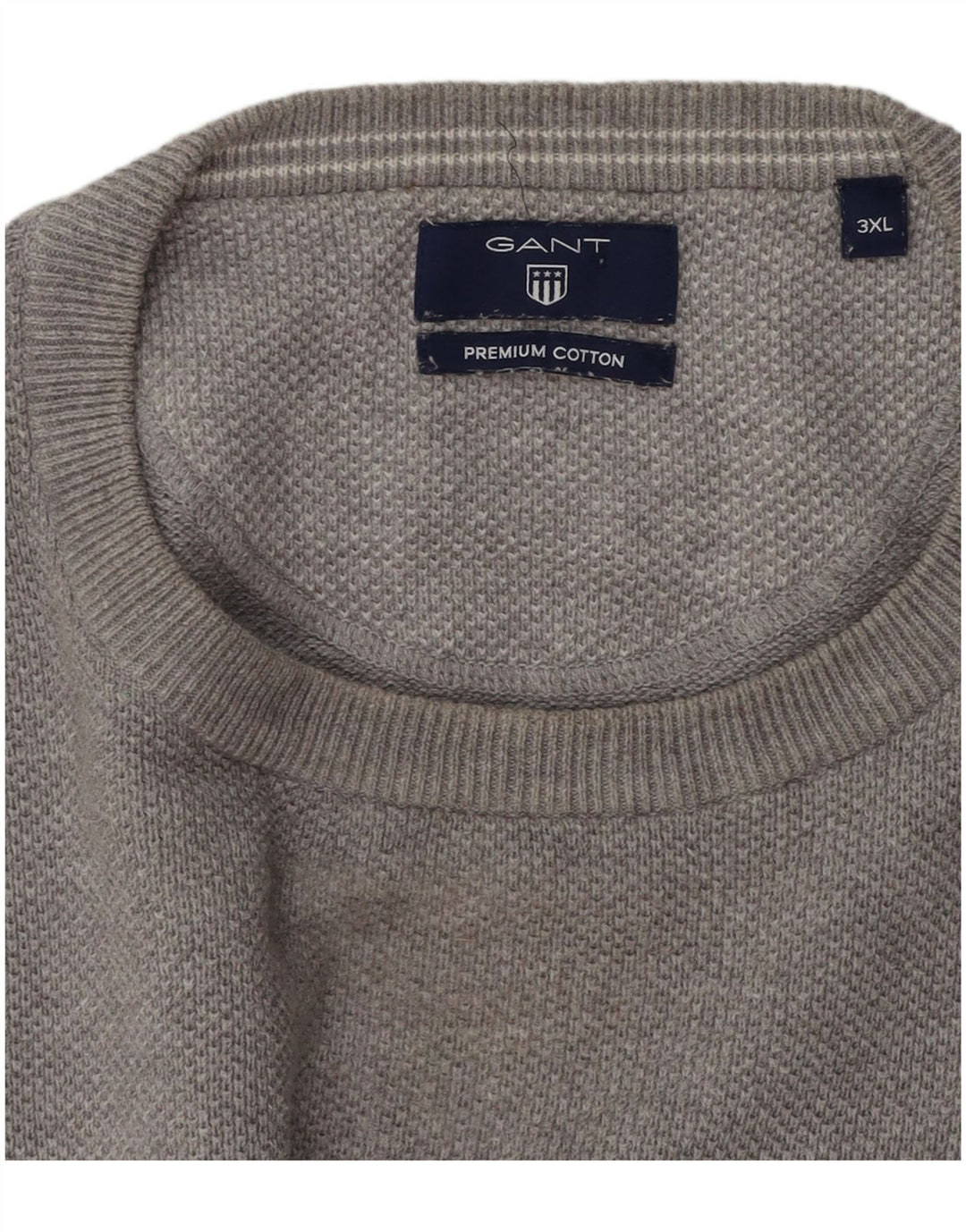 Gant Jersey de cuello redondo para hombre, talla 3XL, algodón gris