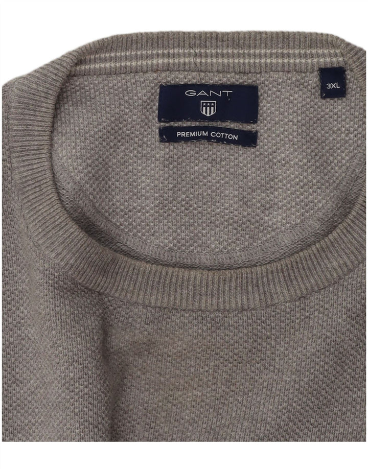 Gant Jersey de cuello redondo para hombre, talla 3XL, algodón gris