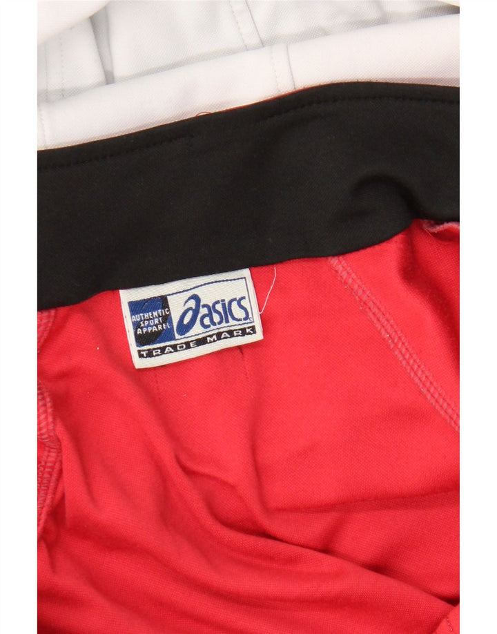 Asics Sudadera con capucha y cremallera para hombre, suéter deportivo de rayas rojas medianas