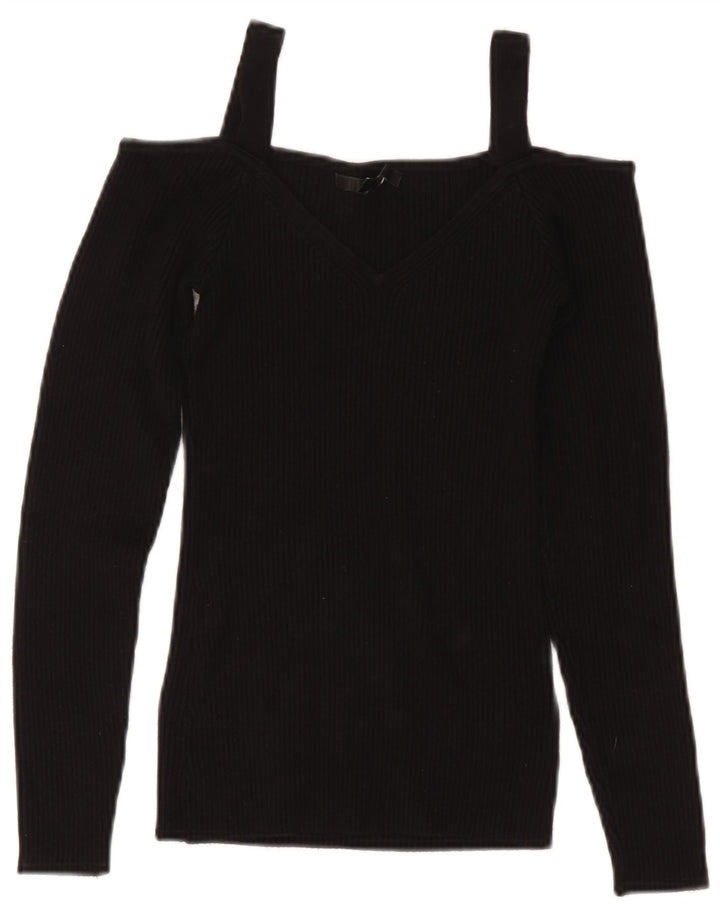 Guess Top corto con hombros descubiertos para mujer UK 8 Small Rayón negro