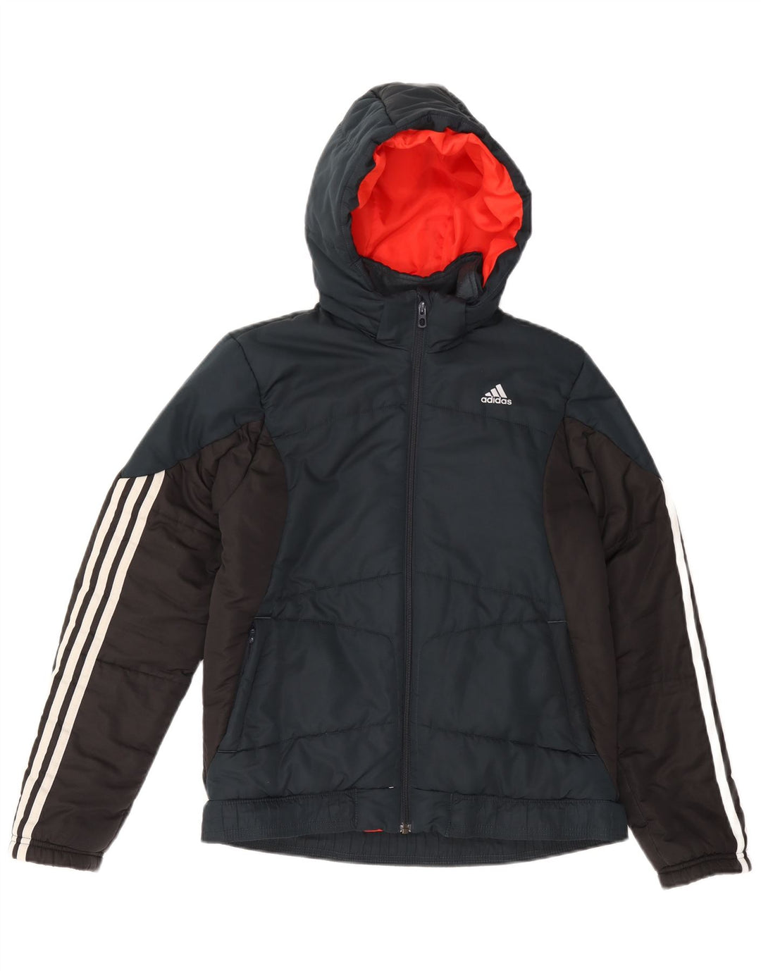 ADIDAS Chaqueta acolchada con capucha para niño 13-14 años Azul marino Colorblock