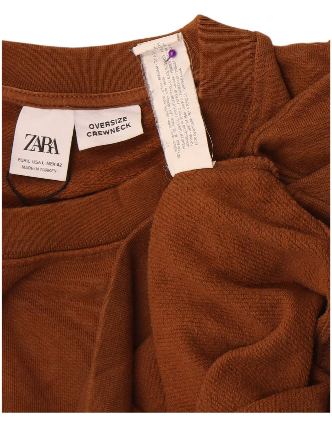 Zara Hombre Sudadera Oversize Jumper Large Algodón Marrón